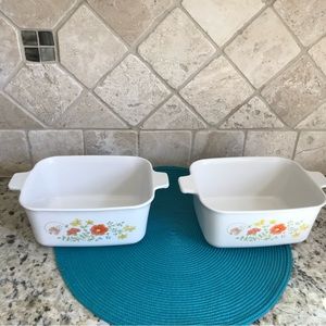 2 Corning Ware Wildflower Cassarole Dishes